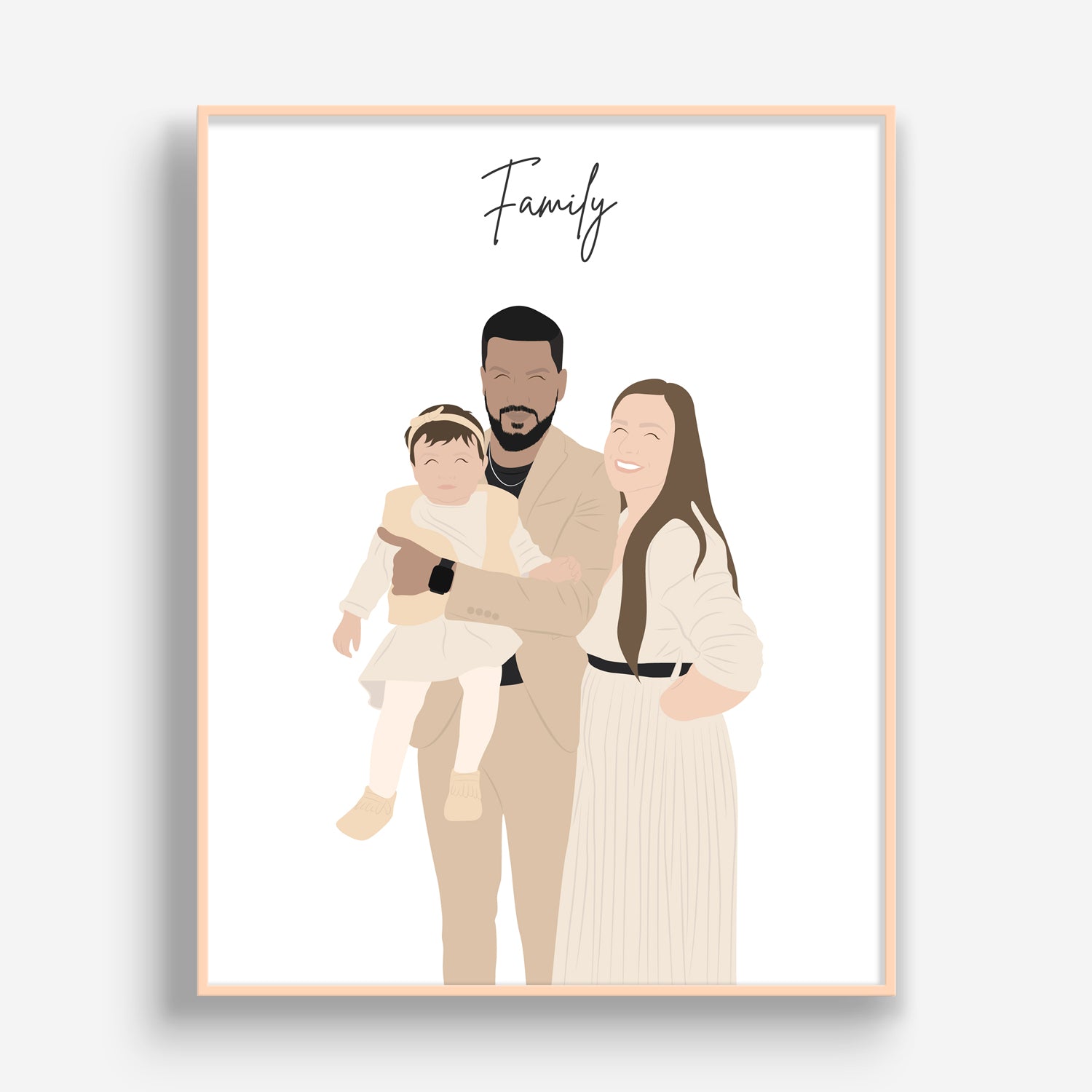 Portrait illustration famille à personnaliser • affiche