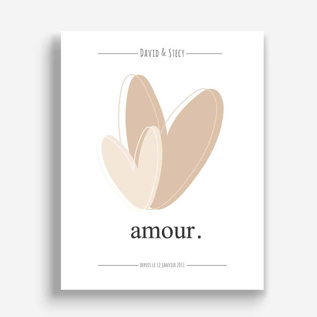 Affiche personnalisée pour couple, cadeau couple à personnaliser - meiandcia