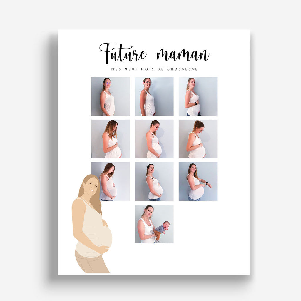 Affiche personnalisée femme enceinte, future maman, cadeau naissance 