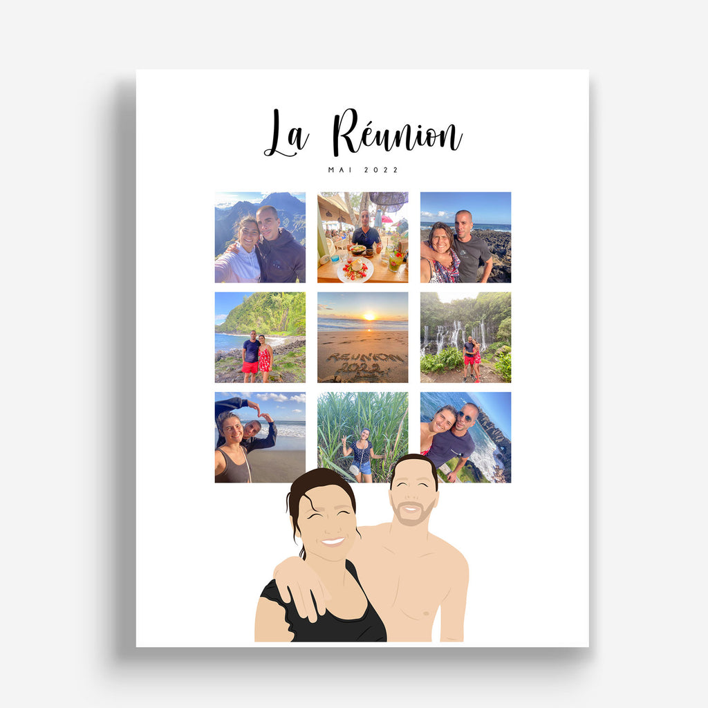 Affiche personnalisée vacances, souvenirs vacances, à personnaliser - meiandcia