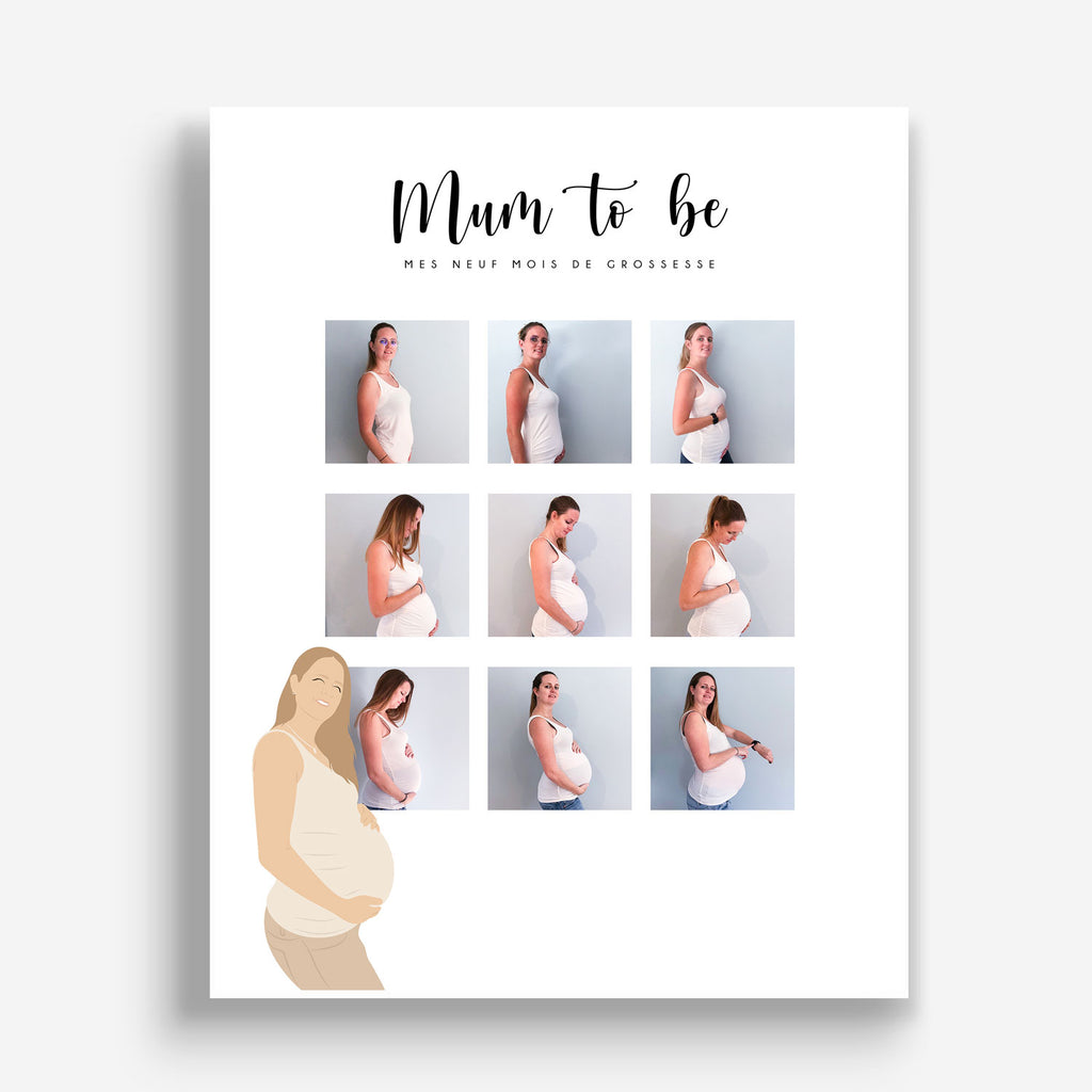 Affiche personnalisée femme enceinte, future maman, cadeau naissance 