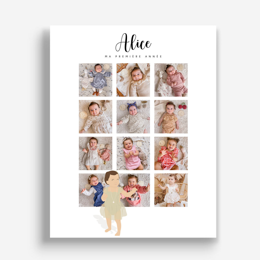 Affiche Ma première année, anniversaire bébé, affiche bébé, 1 an
